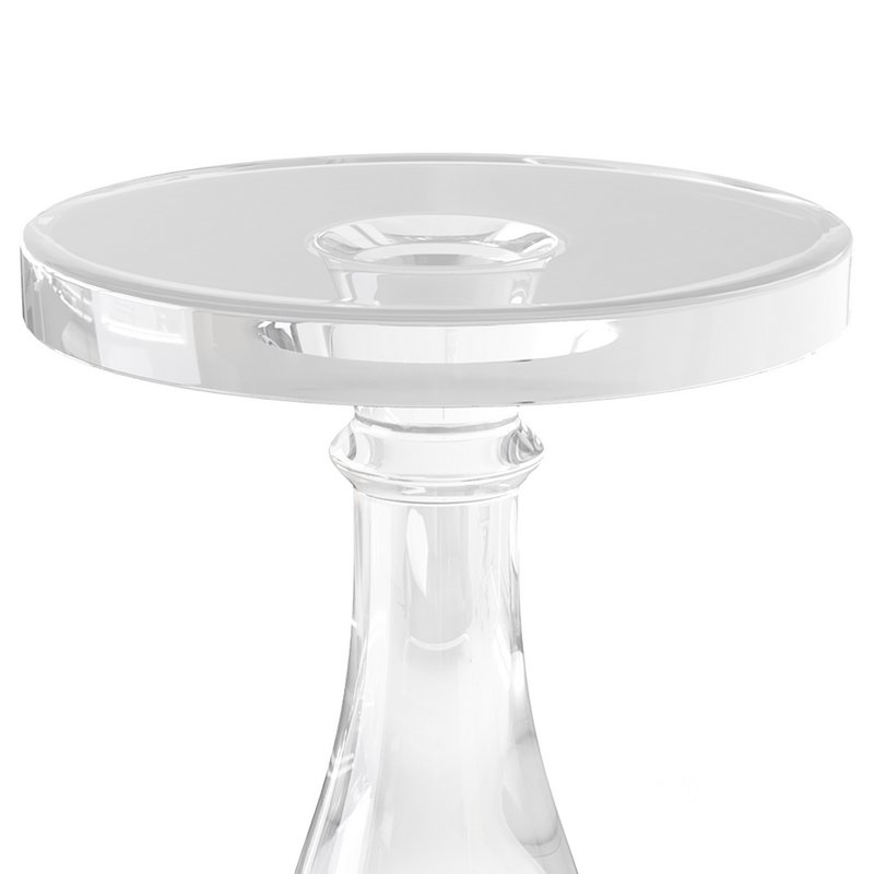 Modern Acrylic Clear Round End Table with Pedestal Image 2
