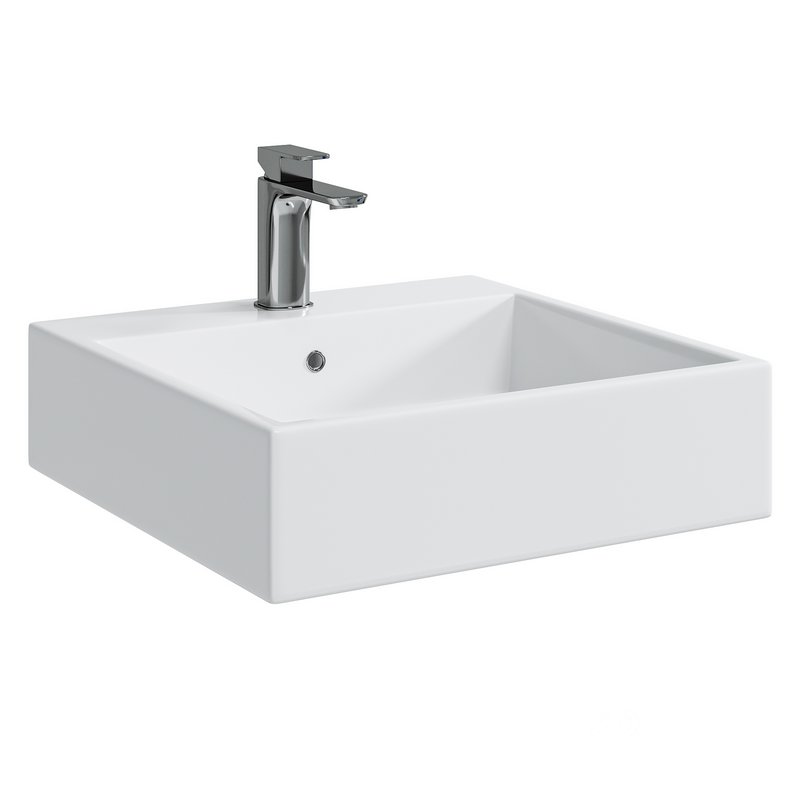Wall-mounted or countertop washbasin BS6050 – high-gloss white cast marble Image 2