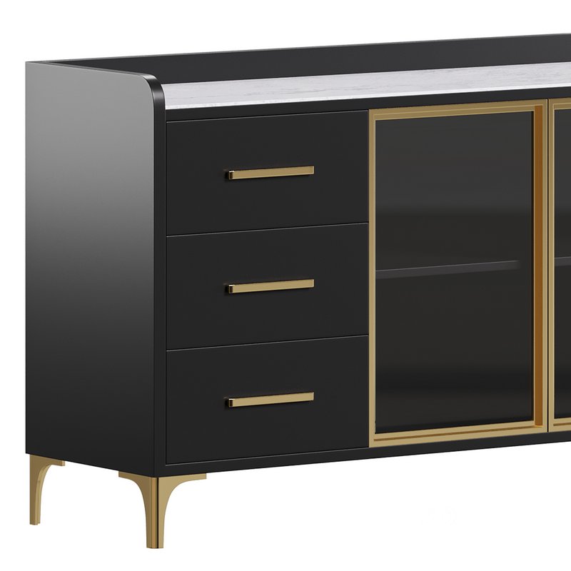 Modern Glass Door Wood Sideboard 2 Image 2