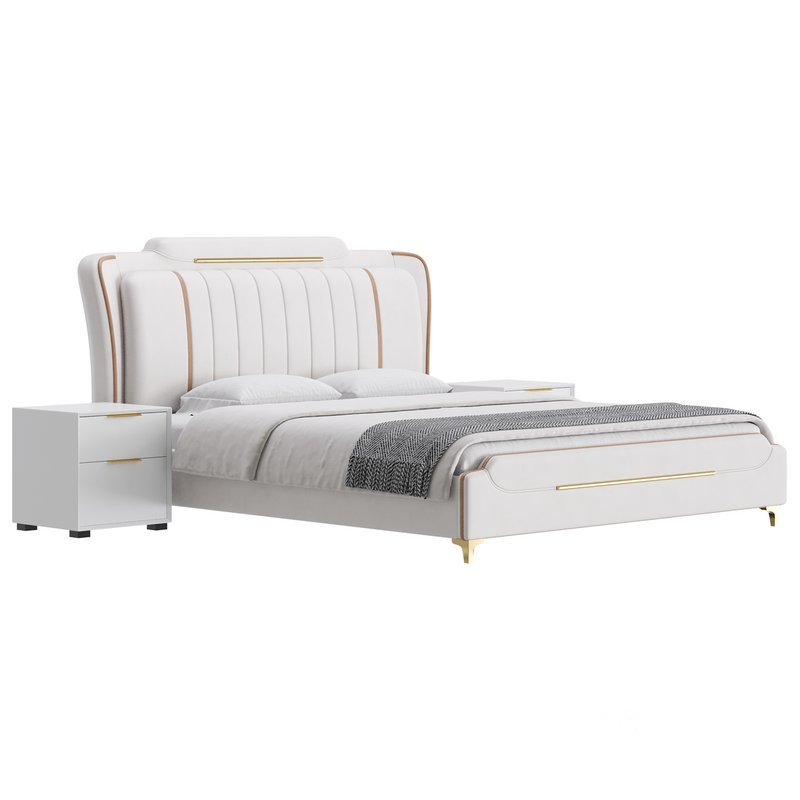 Queen Size Upholstered Headboard Bed Image 4