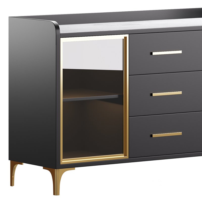 Modern Glass Door Wood Sideboard 3 Image 2