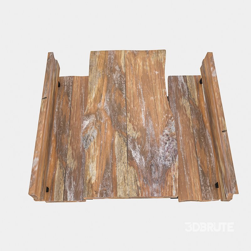 3D 3D natural wood table chair model Image 2