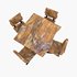 natural wood table chair 02 3D model 3D model - Thumbnail 1