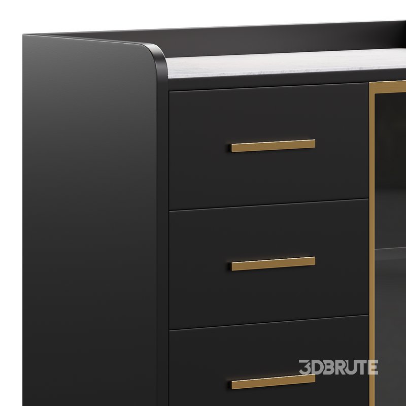 Modern Glass Door Wood Sideboard 2 Image 2