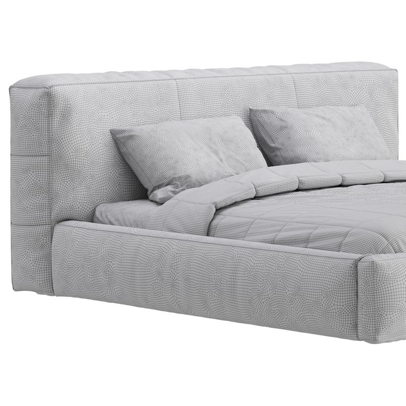 Icnoyotl suede fabric rectangular headboard modern bed I Image 22