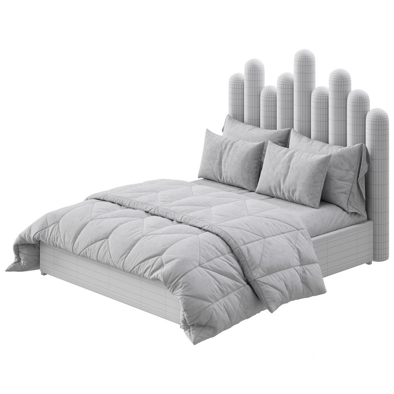 Light Wood Upholstered Panel Modern Bed Image 21