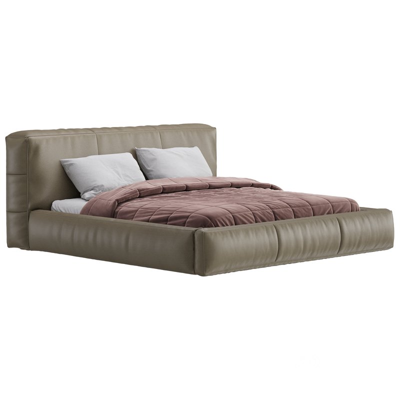 Icnoyotl suede fabric rectangular headboard modern bed I Image 2