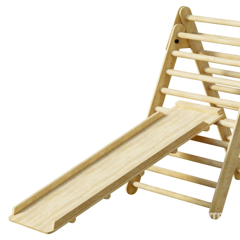 Childrens wooden pikler exercise machine with weight Varnish Image 2