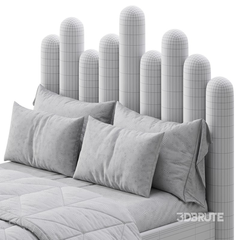 Light Wood Upholstered Panel Modern Bed Image 23