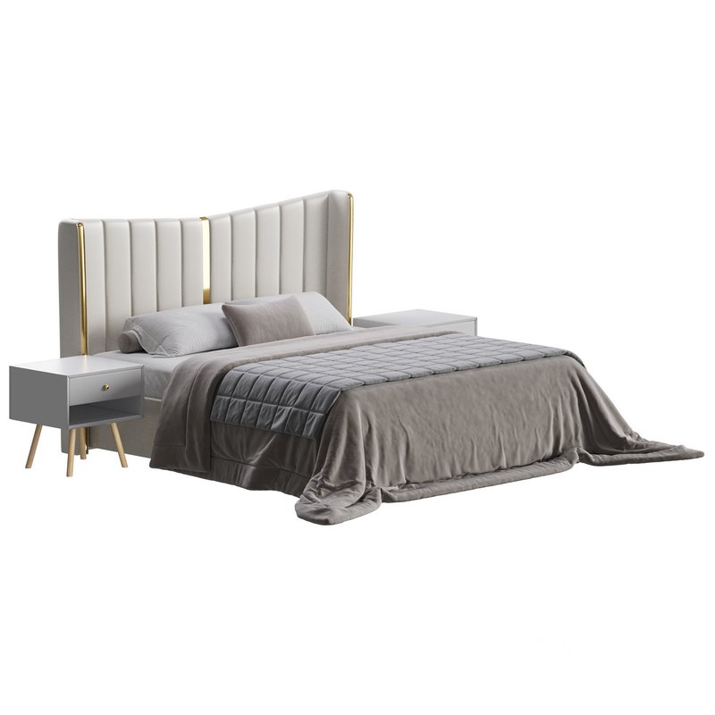 Modern Beige King Size Bed Image 2