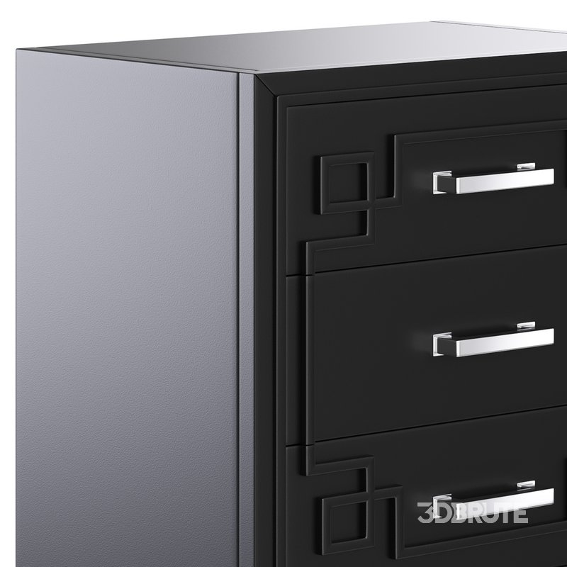 SAFAVIEH Raina Three Drawer Greek Key Night Stand Black Image 2