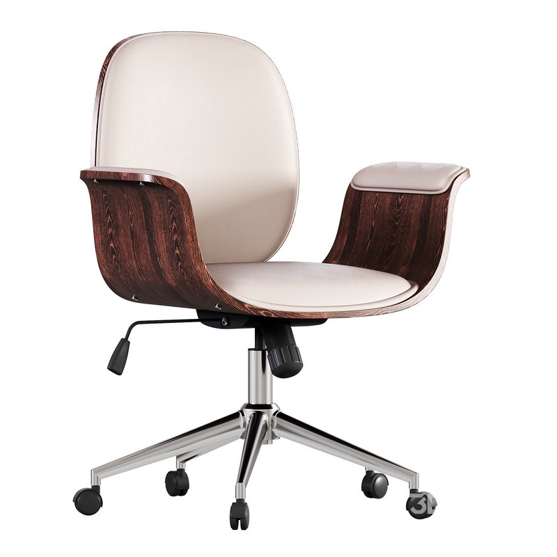 Office Chair White Bent Wood and Faux Leather vidaXL Image 3