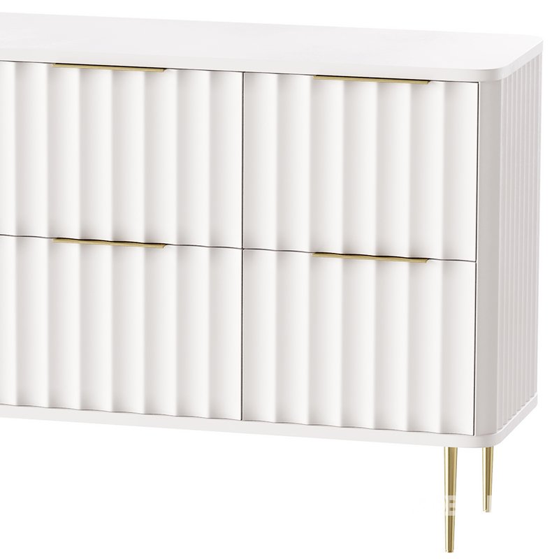 White Bedroom Dresser for Storage in Gold Image 5
