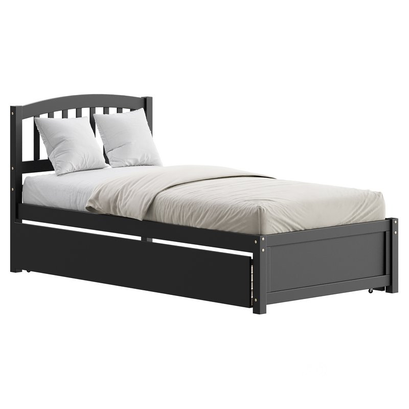Twin Size Platform Bed Wood Bed Image 2