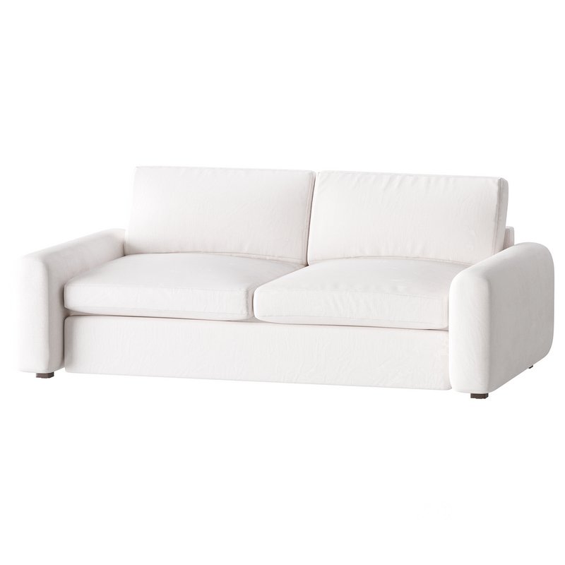 WHITE PERFORMANCE FABRIC APARTMENT SOFA Image 2