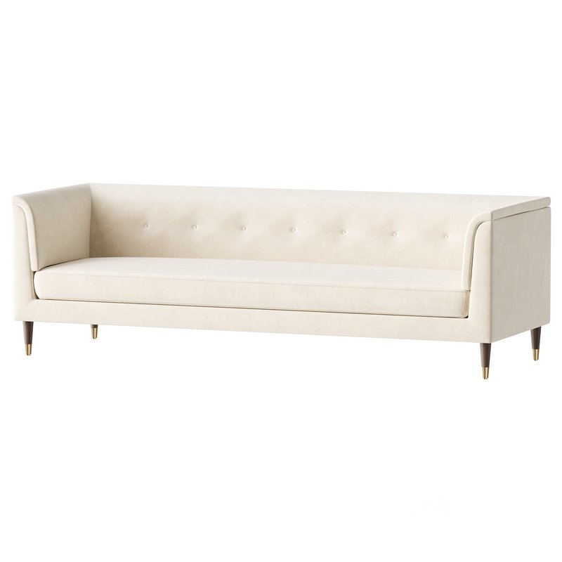 TUFTED CREAM WHITE VELVET SOFA Image 2