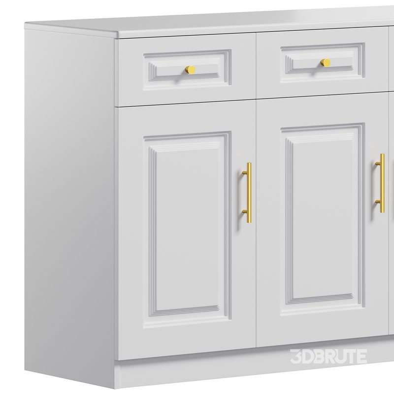 Sumptuous White Wood Sideboard Credenza with Drawers Image 2