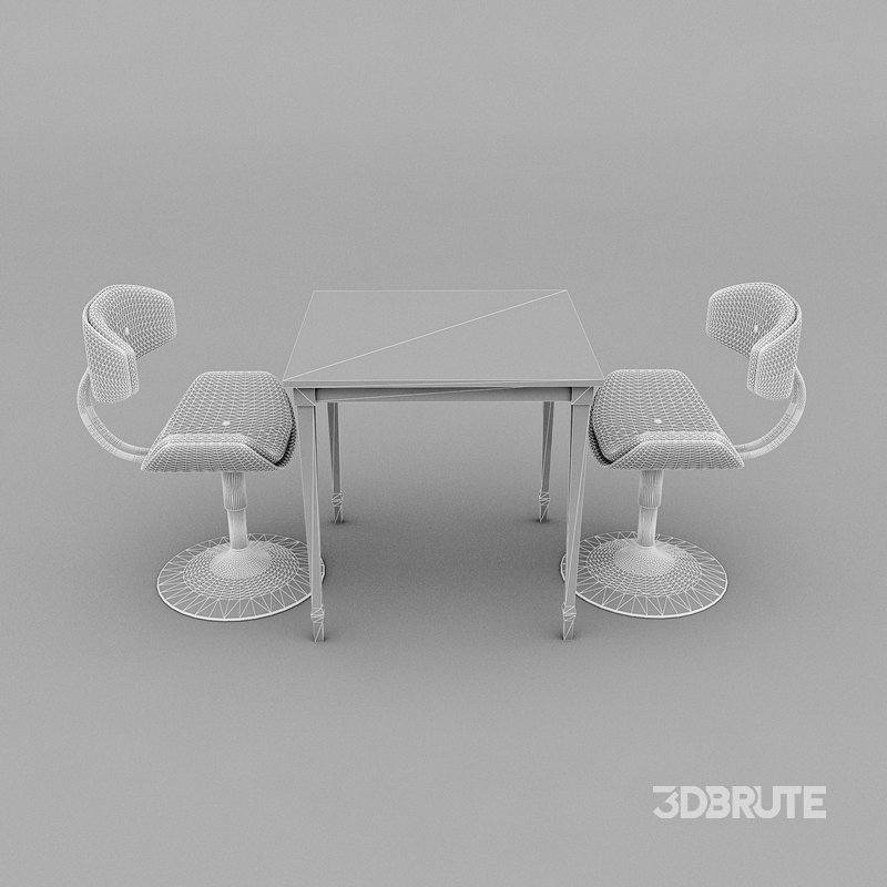 3D old chair and table Image 5