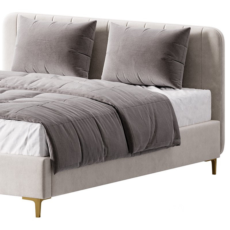 White Faux Leather Upholstered Modern Bed Image 2