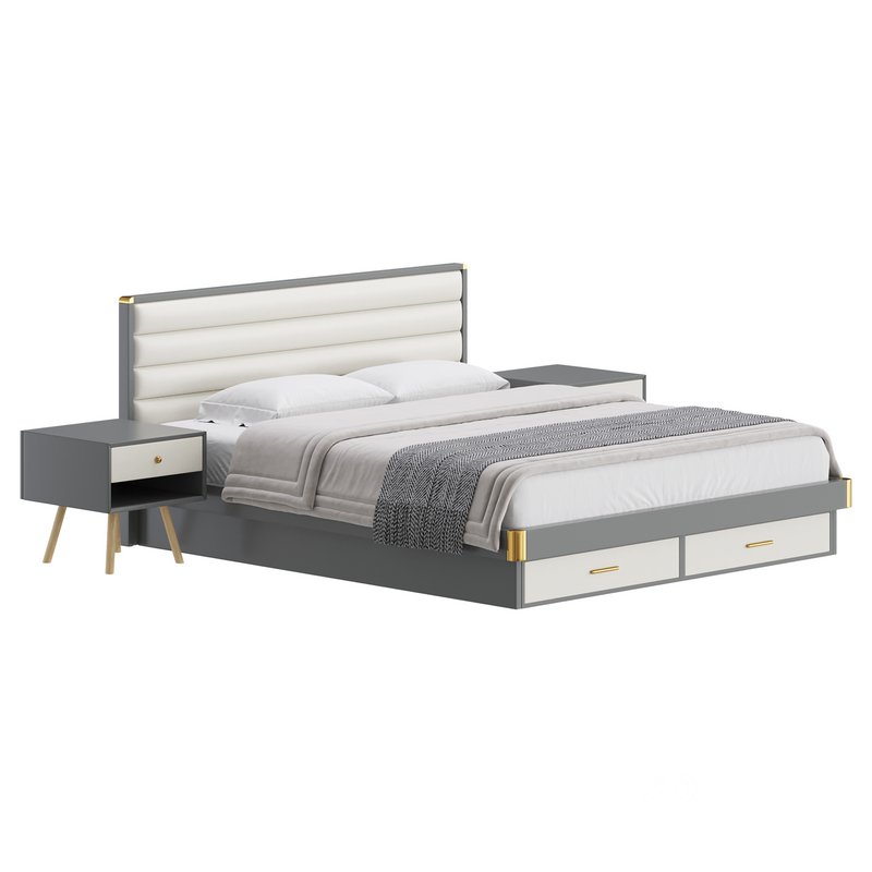Grey Rectangular Headboard Standard Bed Image 3