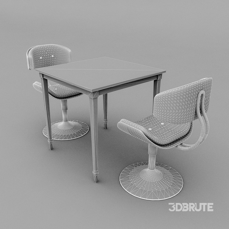 3D old chair and table Image 6