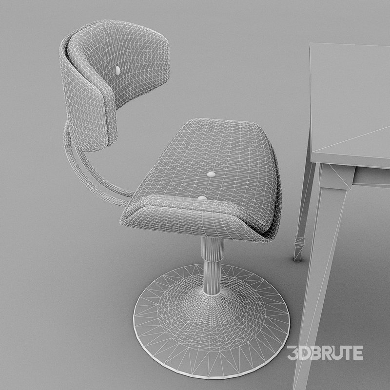 3D old chair and table Image 7