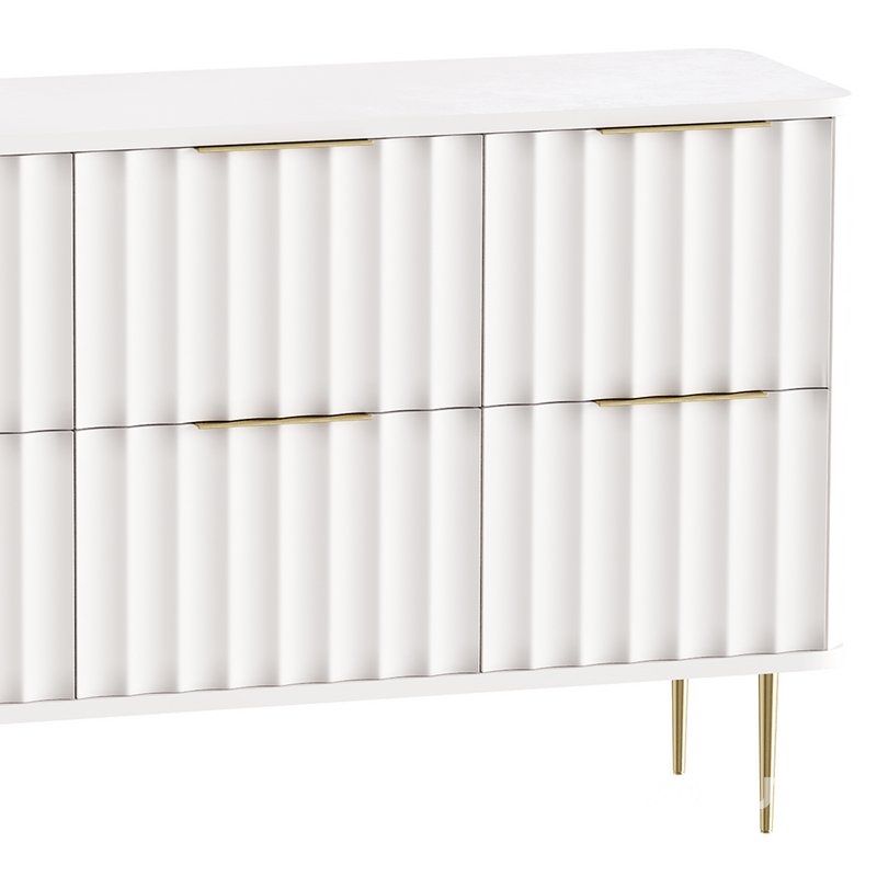 White Bedroom Dresser for Storage in Gold Image 2