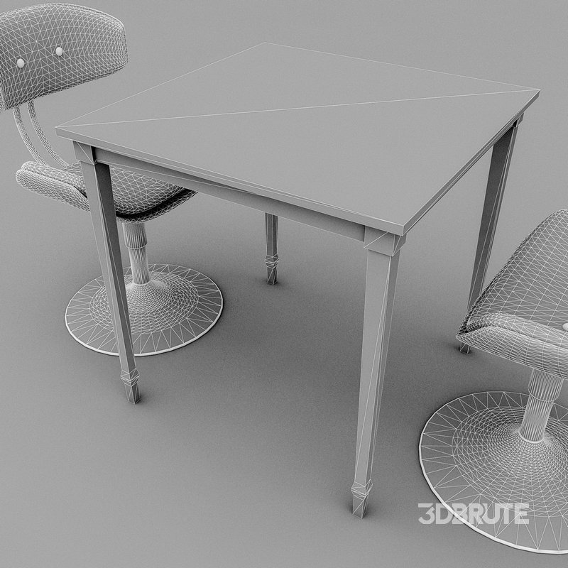 3D old chair and table Image 8