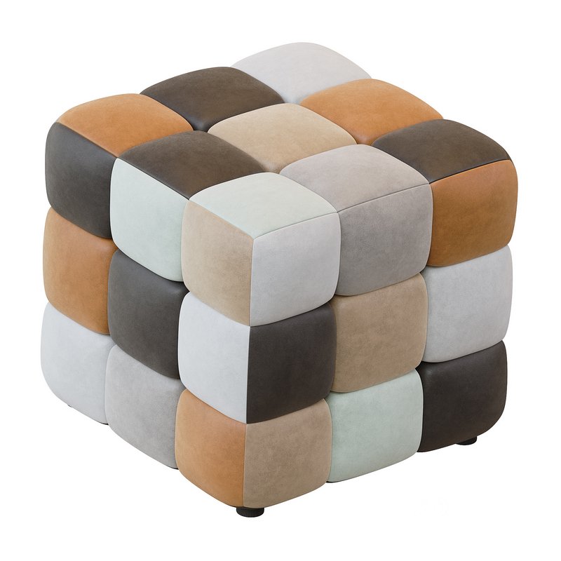 Pouf Trendy brown patchwork Image 3
