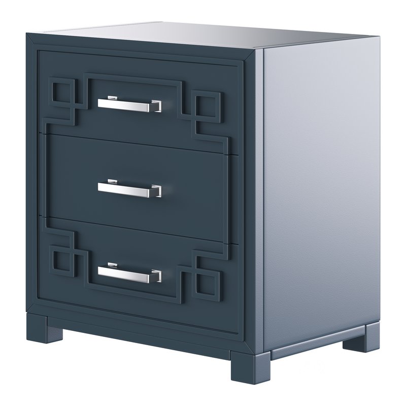 SAFAVIEH Raina Three Drawer Greek Key Night Stand Black Image 4