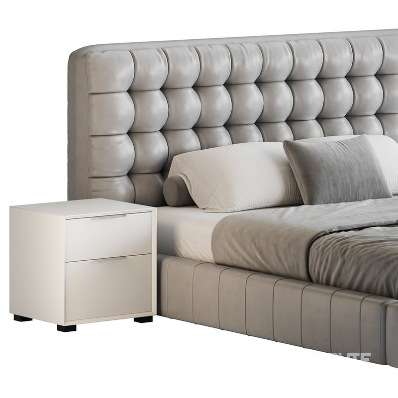 White Upholstered Panel Bed Image 4