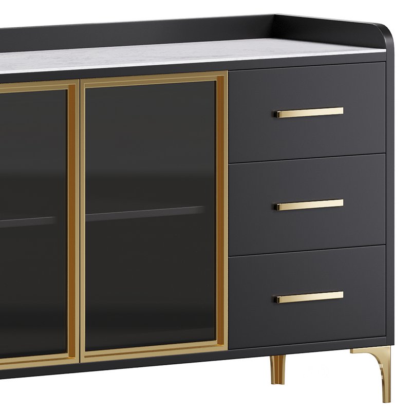 Modern Glass Door Wood Sideboard 2 Image 3