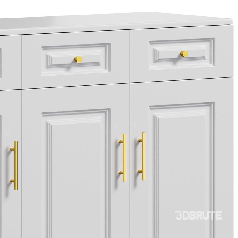 Sumptuous White Wood Sideboard Credenza with Drawers Image 4