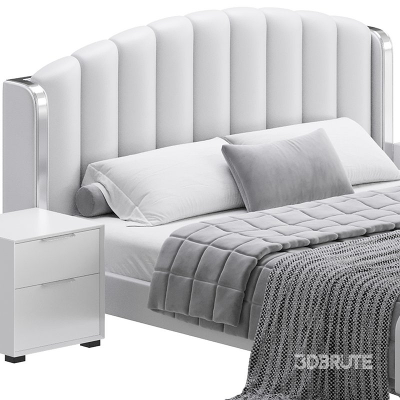 Glamorous Beige Upholstered Wingback Bed Image 4