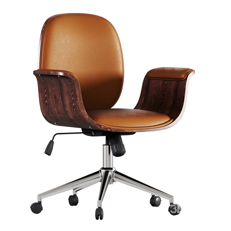Office Chair White Bent Wood and Faux Leather vidaXL Image 2