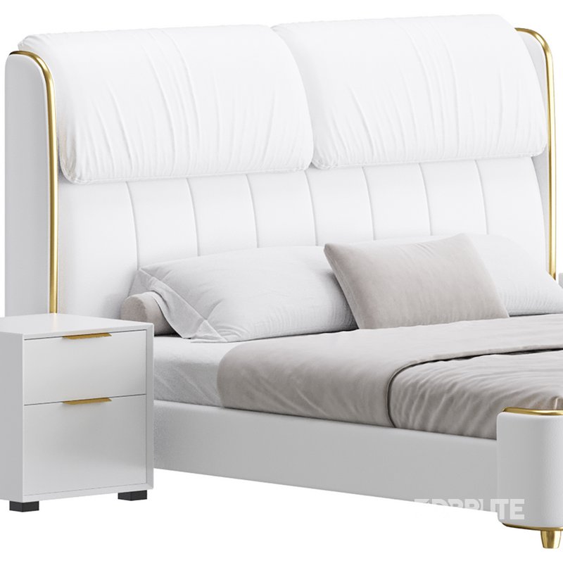 Elegant White Pine Wood Panel Bed Image 4