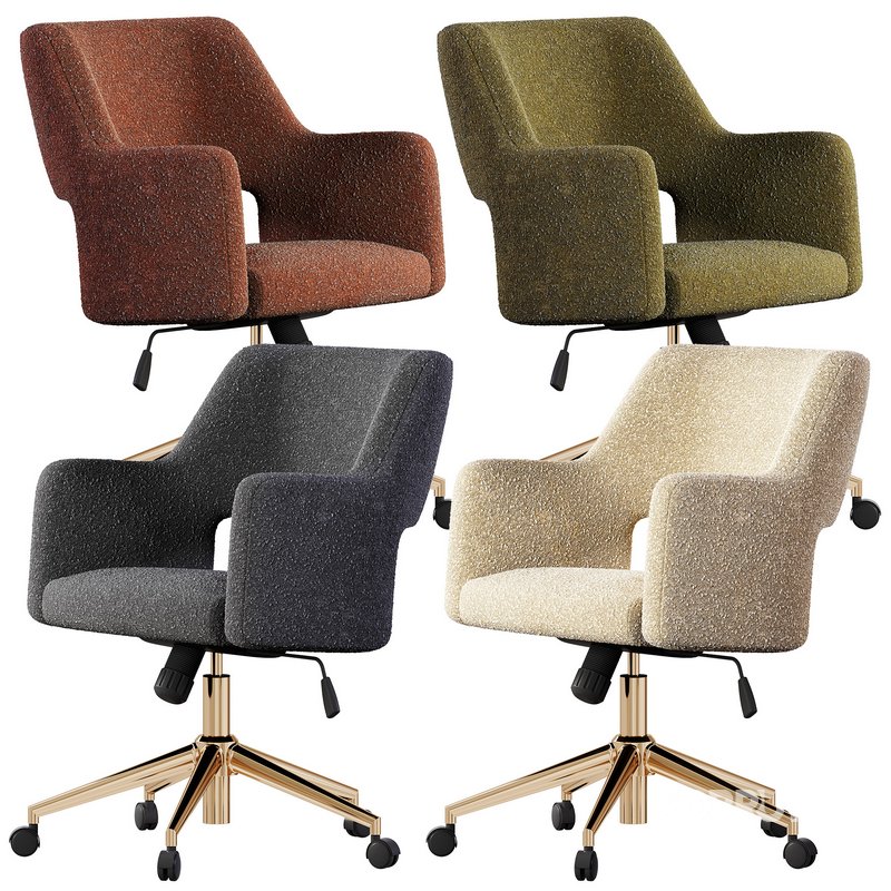 Boucle Upholstered Office Desk Chair Image 3