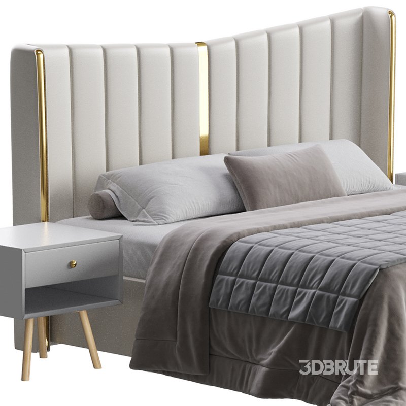 Modern Beige King Size Bed Image 4