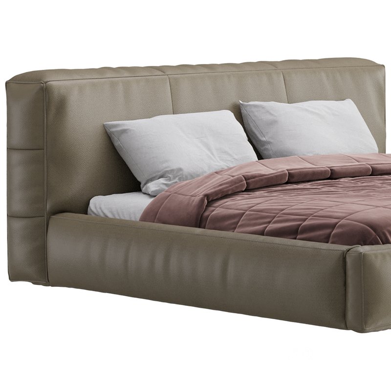 Icnoyotl suede fabric rectangular headboard modern bed I Image 3