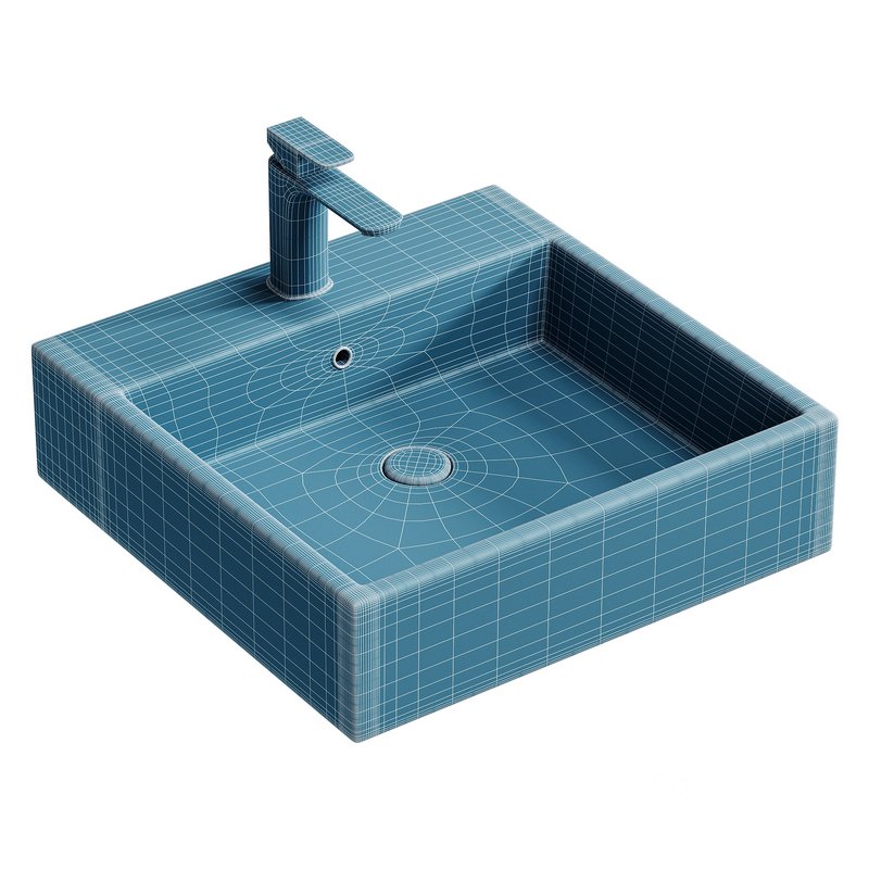 Wall-mounted or countertop washbasin BS6050 – high-gloss white cast marble Image 3