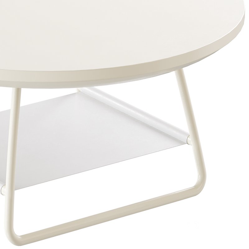 Modern Sled Round Wood Coffee Table Image 3