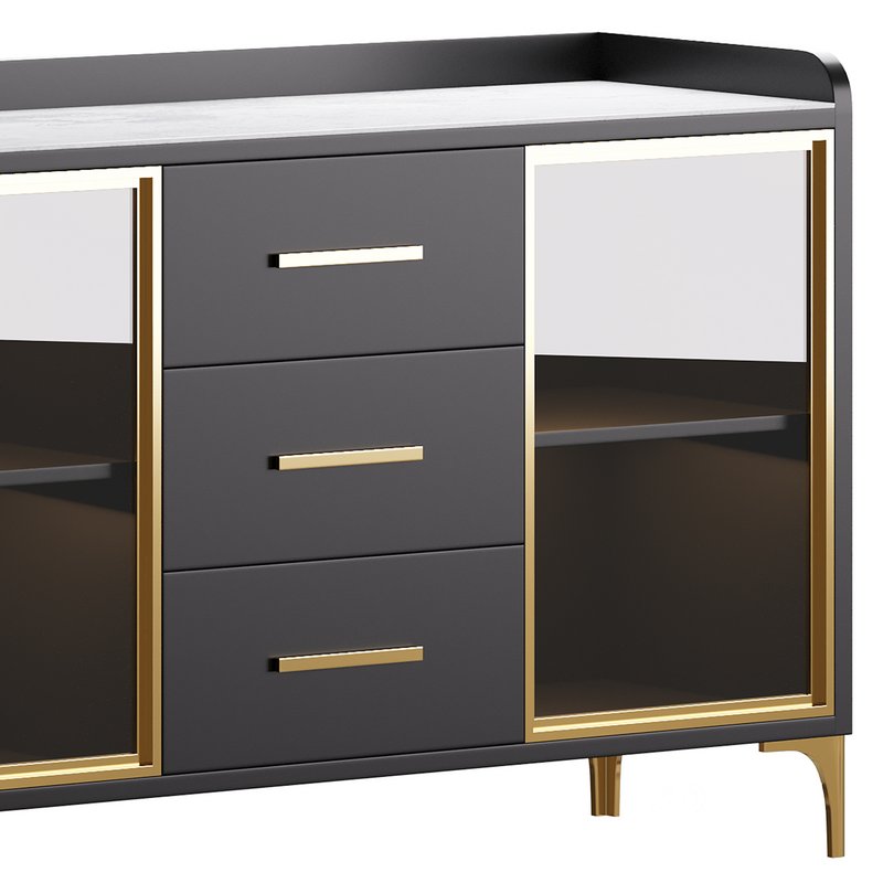 Modern Glass Door Wood Sideboard 3 Image 3