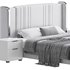Glamorous White Upholstered Wingback Bed I - Thumbnail 4