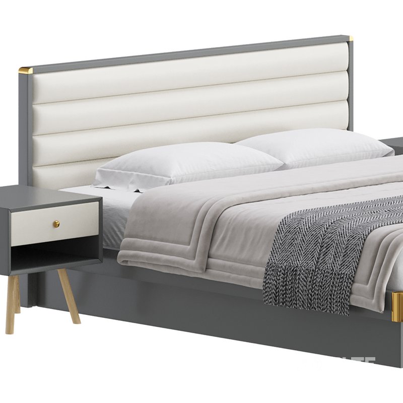 Grey Rectangular Headboard Standard Bed Image 4