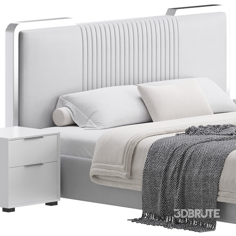 Glamorous White Wood Upholstered Bed I Image 3