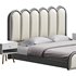 White Genuine Leather Upholstered Modern Panel Bed - Thumbnail 3