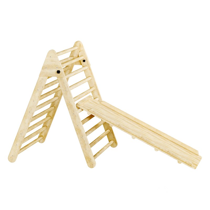 Childrens wooden pikler exercise machine with weight Varnish Image 3