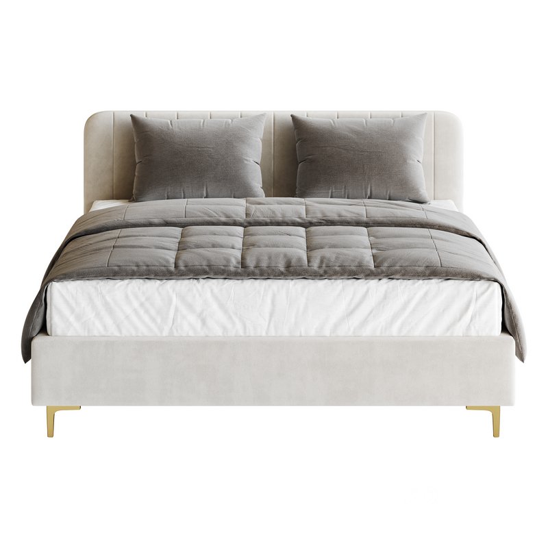 White Faux Leather Upholstered Modern Bed Image 4