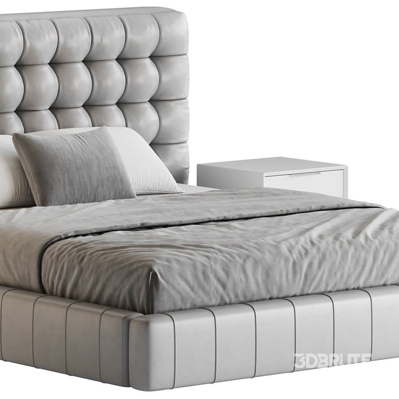 White Upholstered Panel Bed Image 3