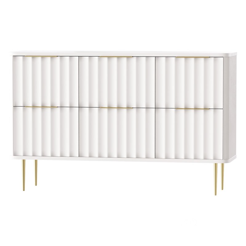 White Bedroom Dresser for Storage in Gold Image 3